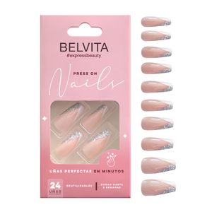 Kit Uñas Postizas Press On y Stickers Coffin Ballerina