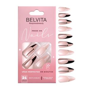 Kit Uñas Postizas Press On y Stickers Coffin Ballerina