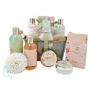 Bath Gift Set Garden Basket Vitamina E, Rosa Vainilla, Sándalo & Lirio.