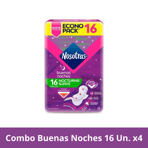 Combo Toallitas Femeninas Buenas Noches 16 Un x4